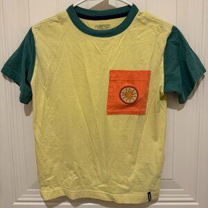 Patagonia Kids' Pocket Cotton T-Shirt Yellow Early Riser Sun Patch - size L (12)